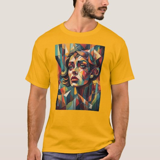 Abstract kleurrijk vrouwengezicht t-shirt (Voorkant)