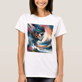 Abstract kleurrijk vrouwengezicht t-shirt