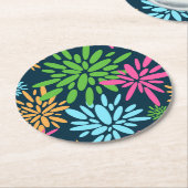 Abstract Kleurrijk Vuurwerk Bloemen Papier Onderze Ronde Kartonnen Onderzetter (Gebogen)