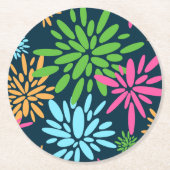 Abstract Kleurrijk Vuurwerk Bloemen Papier Onderze Ronde Kartonnen Onderzetter (Voorkant)