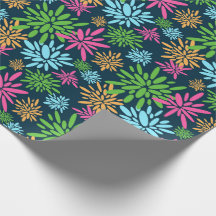 Abstract kleurrijk vuurwerkbloemen inpakpapier