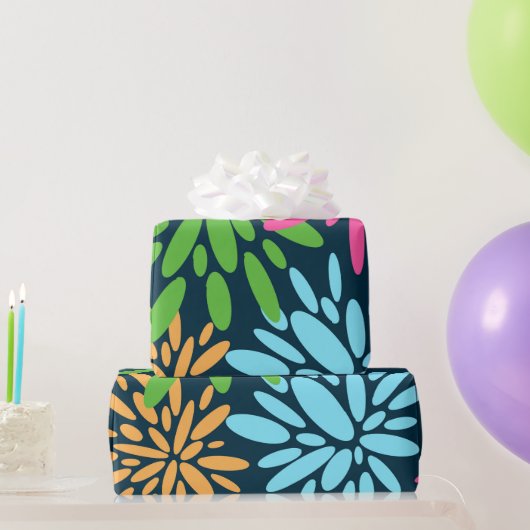 Abstract kleurrijk vuurwerkbloemen inpakpapier (Feestgeschenken)