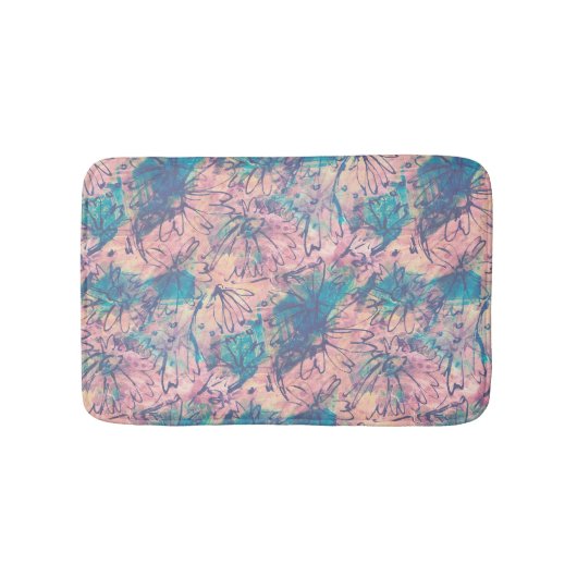 Abstract kleurrijk Waterverf bloemmotief Badmat (Voorkant)