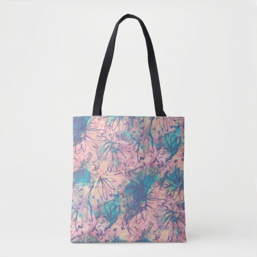 Abstract kleurrijk Waterverf bloemmotief Tote Bag (Voorkant)