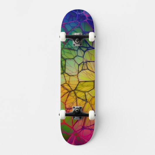 Abstract, kleurrijk web persoonlijk skateboard (Voorkant)
