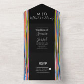 Abstract Kleurrijk Zwart Schrift All In One Uitnodiging (Binnen)