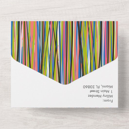 Abstract Kleurrijk Zwart Schrift All In One Uitnodiging (Achterkant)