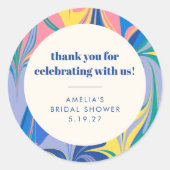 Abstract Kleurrijke Aangepaste Trouwfeest Bedankt Ronde Sticker (Voorkant)