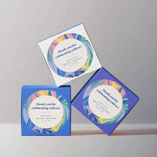 Abstract Kleurrijke Aangepaste Trouwfeest Bedankt Ronde Sticker