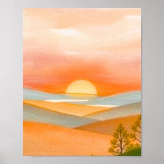 Abstract Kleurrijke Berglandschap Illustratie Poster (Voorkant)