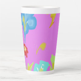 Abstract Kleurrijke Bloem Kunst Keramische Latte M Mok
