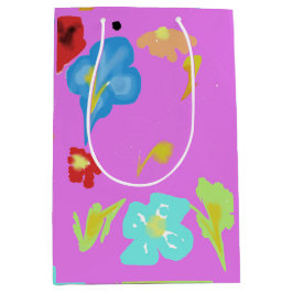 Abstract Kleurrijke Bloemige Kunst Midden Geschenk Medium Cadeauzakje