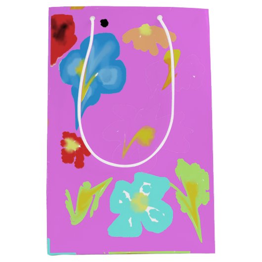 Abstract Kleurrijke Bloemige Kunst Midden Geschenk Medium Cadeauzakje (Voorkant)