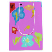 Abstract Kleurrijke Bloemige Kunst Midden Geschenk Medium Cadeauzakje (Achterkant)