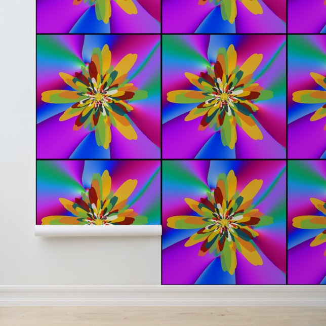 Abstract Kleurrijke Bloemige Mandala Kunst  Behang (Applicatie)