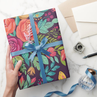 Abstract Kleurrijke Botanische Rozen Inpakpapier
