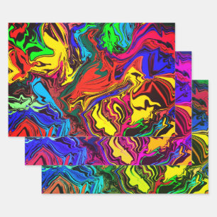 Abstract Kleurrijke Draaikolk / Geduwd / 3 Filters Inpakpapier Vel