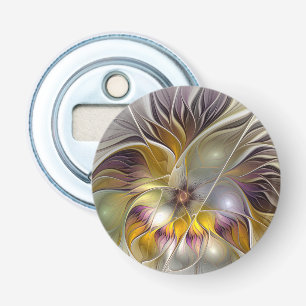 Abstract Kleurrijke Fantasie Bloem Moderne Fractal Button Flesopener