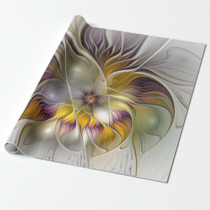 Abstract Kleurrijke Fantasie Bloem Moderne Fractal Cadeaupapier
