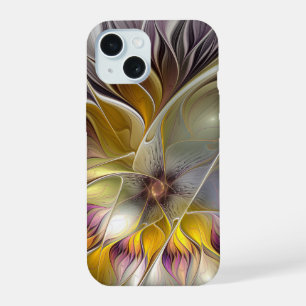 Abstract Kleurrijke Fantasie Bloem Moderne Fractal iPhone 15 Case