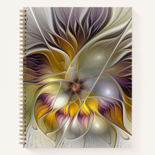 Abstract Kleurrijke Fantasie Bloem Moderne Fractal Notitieboek
