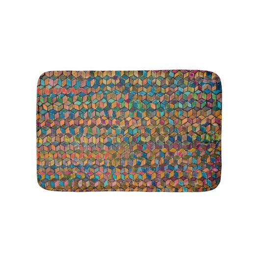 Abstract Kleurrijke Geometrische Patchwork Badmat (Voorkant)