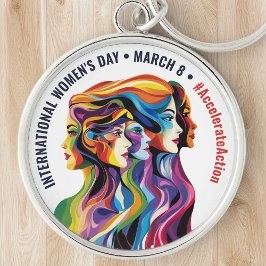 Abstract Kleurrijke Gezichten Vrouwendag | IWD Sleutelhanger