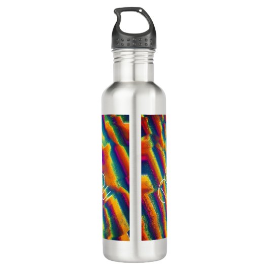 Abstract - kleurrijke glasvervormingen waterfles  (Achterkant)