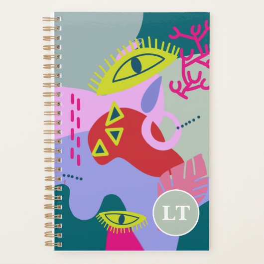 Abstract kleurrijke groene rode ogen trendy Planne Planner (Voorkant)