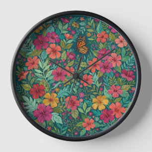 Abstract Kleurrijke Hibiscus Vlinder Kunst Klokken