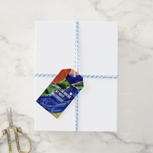 Abstract Kleurrijke Kinderen Kunst Feestje Cadeaulabel (Met Touw)