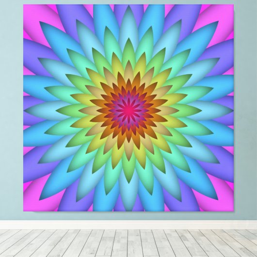 Abstract Kleurrijke Kunst Bloem Doekprint Canvas Afdruk (Insitu (Houten vloer))