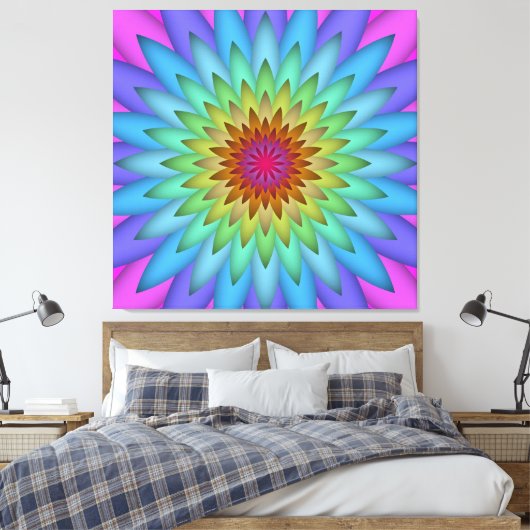 Abstract Kleurrijke Kunst Bloem Doekprint Canvas Afdruk (Insitu (Slaapkamer))