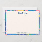 Abstract Kleurrijke Marmeren Blauwe Custom Bruids Bedankkaart (Voorkant)