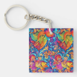 Abstract Kleurrijke Moderne Zomer Tuin Sleutelhanger