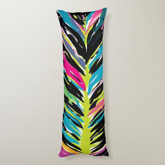 Abstract Kleurrijke Multikleurige Tropische Blad Lichaamskussen (Achterkant (Verticaal))