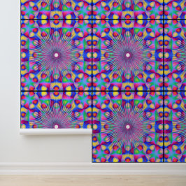 Abstract kleurrijke Pauwenveer Mandala Kunst Behang