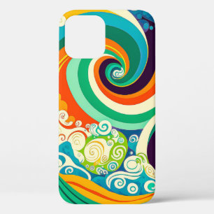 Abstract Kleurrijke Retro 70s Hippie Golven Kunstw Case-Mate iPhone Case