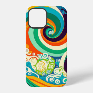 Abstract Kleurrijke Retro 70s Hippie Golven Kunstw iPhone 12 Pro Hoesje
