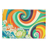Abstract Kleurrijke Retro 70s Hippie Golven Kunstw Kussensloop (Achterkant-Links)