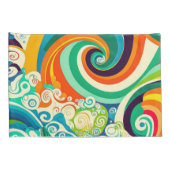 Abstract Kleurrijke Retro 70s Hippie Golven Kunstw Kussensloop (Achterkant-Rechts)