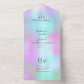 Abstract Kleurrijke Roze Blauwe Paarse Bruiloft All In One Uitnodiging (Binnen)