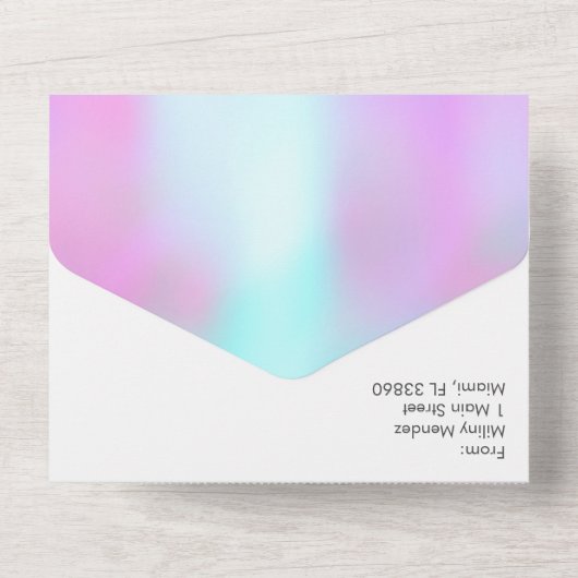 Abstract Kleurrijke Roze Blauwe Paarse Trouw  All In One Uitnodiging (Achterkant)