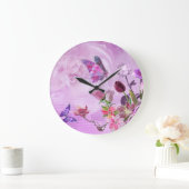 Abstract Kleurrijke Roze Paarse Leuke Vlinder Grote Klok (Huis)