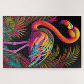 Abstract Kleurrijke Tekening van een Flamingo Legpuzzel (Horizontaal)
