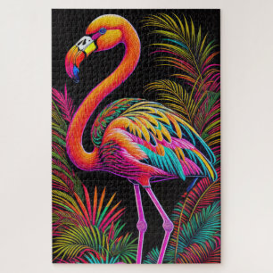 Abstract Kleurrijke Tekening van een Flamingo Legpuzzel