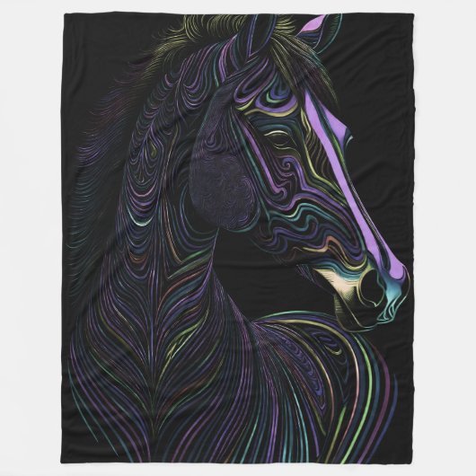 Abstract Kleurrijke Tekening van Een Paard Fleece Deken (Voorkant)