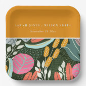 Abstract Kleurrijke Tropische Botanische Trouw Papieren Bordje (Voorkant)