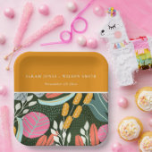 Abstract Kleurrijke Tropische Botanische Trouwdag Papieren Bordje (Feest)