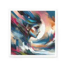 Abstract kleurrijke vrouwen gezichts muur decor po